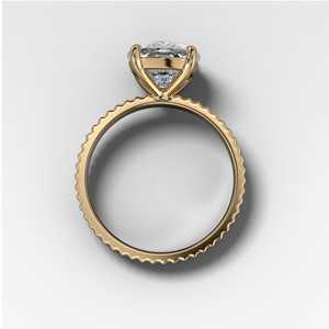 Bagues de fiançailles solitaires en or massif 14K 18K avec diamant de laboratoire IGI 5 carats taille coussin texturé, bande de 3,5 mm, fabrication pour anniversaire - Product Image 3