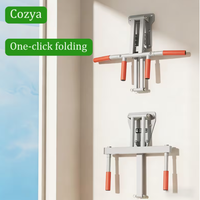 Stand Dip Bar Aluminium Alloy yang Dapat Disesuaikan dengan Pegangan Oranye Anti-Selip untuk Latihan Kekuatan di Rumah, Lebar 50cm, Panjang 84cm