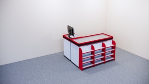Mostrador de Caja Moderno One Tech de 1.5m con Estructura Metálica con Recubrimiento en Polvo y Superficie de Acero Inoxidable para Tiendas de Abarrotes - Product Image 2