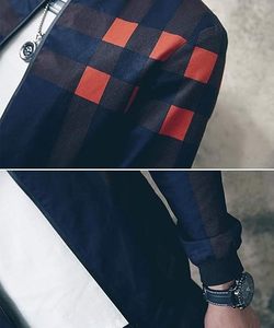 เสื้อแจ็คเก็ตบอมเบอร์แฟชั่นผู้ชาย ผ้าโพลีเอสเตอร์ ไนลอน กันฝน พิมพ์ลายตารางหมากรุก ระบายอากาศได้ดี สไตล์สตรีทแวร์ รับสกรีนโลโก้ - Product Image 4
