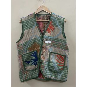 Beautiful Vintage <b>Women</b> Hand Embroidered Floral V Neck kantha suzani <b>vest</b> with covered button high quality <b>women</b> ethnic <b>vest</b> - Product Image 5