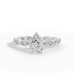 Proveedor mayorista de joyería fina OEM, anillo de diamante cultivado en laboratorio de alta calidad con corte pera solitario y corte marquesa eternidad, plata 925 - Product Image 1
