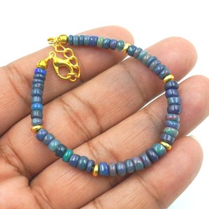 HAYAAT GEMS Black Opal Multi <b>Fire</b> Cabochon Bohemia Style 18K Gold Plated Imitation Pearl Beads Bracelet Gift for Her - Product Image 5