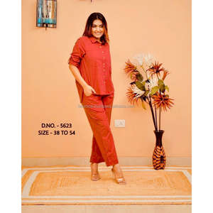 Magnifique tissu en coton lourd slub / coton flex (khadi) de qualité supérieure, cordset (chemise courte - 29 pouces) avec boutons en bois et L - Product Image 6