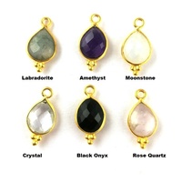 Pendentif en pierre précieuse poire facettée miniature 8x6mm avec monture en argent sterling plaqué or et breloque de fiançailles en diamant, bijoux d'Inde