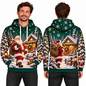 Men's Christmas Nutcracker Print Hooded Sweatshirt Regular Fit Casual Winter Pullover with Pocket Knitted Polyester Design - Product Image 5