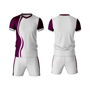 Conjunto de Camiseta de Fútbol con Cuello en V Blanca y Morada para Hombre, Manga Corta, Uniforme Deportivo que Absorbe la Humedad, Estampado Sublimado, para Todas las Temporadas - Product Image 1