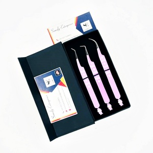 Somofy Enterprises <b>Eyelash</b> Tweezers Stainless Steel Smooth Tip Precision Set Bottom Design 10mm Perfect Grip Custom Logo Paper - Product Image 3