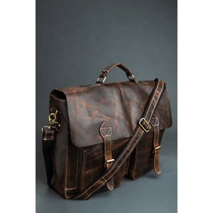 LW Handmade Real Goat Leather Unisex Messenger Bag Office Use Satchel <b>Briefcase</b> for Men Men's Laptop Bag & Cover - Product Image 1