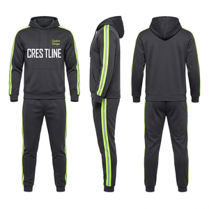 Ensemble de survêtement gris pour homme Crestline, manches longues, fermeture éclair sur le devant, poches latérales, style décontracté pour l'automne - Product Image 3