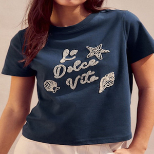 เสื้อยืดผู้หญิงปักลายลำลอง คุณภาพพรีเมียม ทรงปกติ เสื้อแขนสั้นผ้าฝ้ายสำหรับผู้หญิง แฟชั่นทันสมัย ใส่ได้ทุกวัน เสื้อผ้าสตรี - Product Image 5