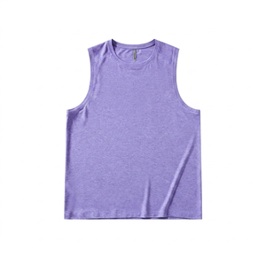 เสื้อกล้ามคอกลมสีฟ้าอ่อนสำหรับผู้ชาย แบบถัก สีพื้น ใส่ลำลองหรือออกกำลังกายได้ - Product Image 3