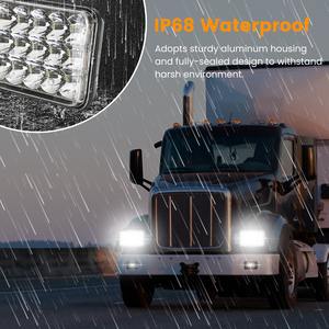 ไฟหน้า LED 4x6in 2ชิ้นสำหรับรถยนต์รถจักรยานยนต์ยานพาหนะซ็อกเก็ต H4สี่เหลี่ยม H4-to-3Pins อะแดปเตอร์ IP68ลำแสงต่ำกันน้ำ - Product Image 3