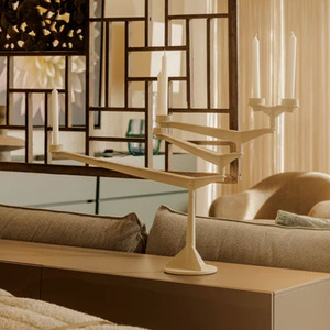 Elegant Matte <b>Black</b> 5 Arm Metal <b>Candelabra</b> With Powder Coating Finish Modern Industrial Design For Luxury Home Decor & Events - Product Image 5