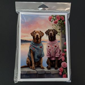 Paquete de tarjetas de felicitación Two Hearts Chesapeake Bay Retriever, 8 tarjetas de notas en blanco, sobres caprichosos A7, tamaño 5x7 para notas personales - Product Image 3