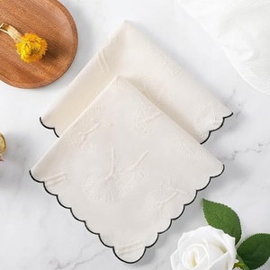 Mouchoirs en coton carrés brodés de fleurs, bord festonné, mouchoir de poche formel pour homme, doux pour la peau, utilisable en toutes saisons - Product Image 5