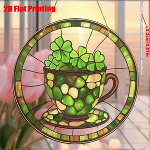 CIFbuy Creative Gift-Acrylic Coffee Cup Stained Glass <b>Panel</b> for Sunlight Holiday <b>Window</b> Hanging TikTok for Temu Pick up Service - Product Image 5