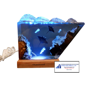 โคมไฟเรซิ่นอีพ็อกซี่ลายมหาสมุทรพร้อมรูปปั้นฉลามและนักดำน้ำสำหรับตกแต่งบ้าน ผลิตในเวียดนาม - Product Image 5