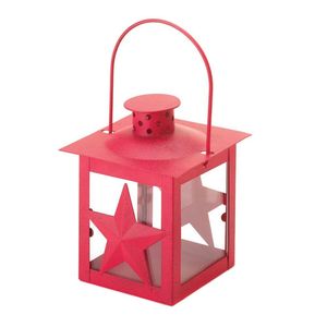 Red Metal Christmas Candle <b>Lantern</b> Decorative Reindeer Star Heart Cutout Hanging <b>Tea</b> <b>Light</b> Holder Vintage Table Centerpiece - Product Image 4