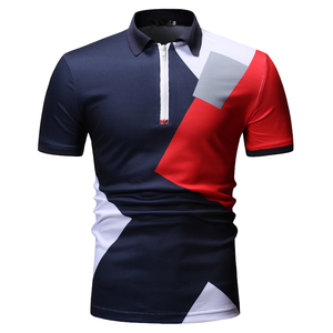 Polo Deportivo para Hombre con Bloques de Color Geométricos, Manga Corta, Diseño con Cierre, Secado Rápido, 100% Poliéster Tejido, Corte Regular - Product Image 6