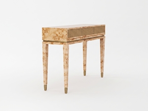 Console moderne en bois massif avec design cannelé et pieds de rangement pour entrée - Product Image 2