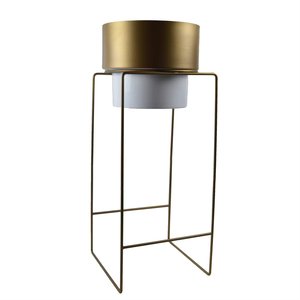 Macetero de Metal con Diseño Elegante en Blanco Lavado con Soporte Negro para Entrada de Casa, Jardín, Maceteros Decorativos Grandes - Product Image 3