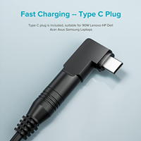 Pengisi Daya Laptop Universal 90W USB C untuk Lenovo MacBook HP Dell Asus Acer Toshiba Samsung Sony Gateway Chromebook dengan 16 Tip