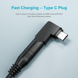 Chargeur universel pour ordinateur portable 90W USB C pour Lenovo MacBook HP Dell Asus Acer Toshiba Samsung Sony Gateway <span class=keywords><strong>Chromebook</strong></span> avec 16 embouts - Product Image 2