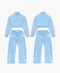 Women Tracksuit 2 Piece <b>Trouser</b> and Boxy Jacket 100% Nylon Inside Mesh Reflective Lines Baggy style Windbreaker Tracksuit - Product Image 6