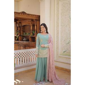 MASDAKA READYMADE KURTI-PLAZOO-DUPATTA COLLECTIONS KA-1079 - Product Image 6