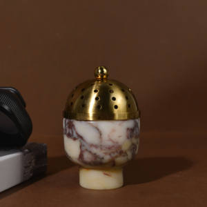 เตาเผาบุหูร์หินอ่อน เตาเผาเครื่องหอมหินอ่อนธรรมชาติสำหรับการทำสมาธิ เหมาะสำหรับธูปส่วนใหญ่ ของตกแต่งบ้าน - Product Image 1