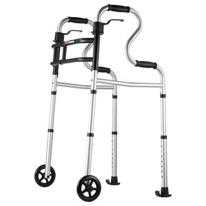 3-in-1 Lightweight Aluminum Folding <b>Walker</b> on Wheels Adjustable Height & Width Front Wheel <b>Rollator</b> with Stand Assist - Product Image 1