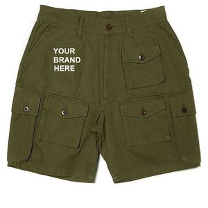 Custom Made Streetwear <b>Mens</b> Olive <b>Green</b> Cargo <b>Shorts</b> Multi Pockets - Product Image 1