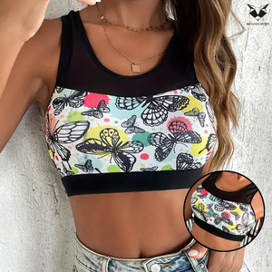 Produit le plus vendu : Soutien-gorge de sport pour femme à imprimé floral color block et dos nageur, sexy, confortable, push-up, pour le yoga, la gym et le fitness - Product Image 6