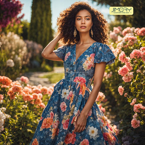 ชุดเดรสยาวลายดอกไม้สไตล์โบฮีเมียน ผ้าวิสโคสเครปจีบพลีท เป็นมิตรกับสิ่งแวดล้อม เหมาะสำหรับทุกโอกาส รวมถึงใส่เดินเล่น มีไซส์ถึง 6XL (USA) - Product Image 5