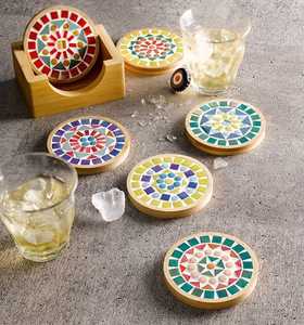 Juego de posavasos de mosaico de vidrio con diseño de rodajas de frutas, protector de superficie de mesa redonda, alfombrilla resistente al calor, soporte para bebidas, para cristalería - Product Image 6