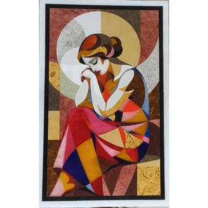 Figura Decorativa de Mujer Abstracta en Mármol con Incrustaciones de Piedra Dura Pulida, Hecha a Mano, Arte de Pared Contemporáneo de Piedra Semipreciosa de Lujo - Product Image 2