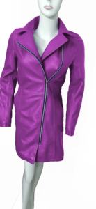 Robe en cuir véritable de qualité supérieure pour femmes respirant tendance chaude motif solide 100% coton fermeture éclair teint uni - Product Image 3