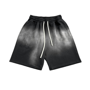 Shorts de sport décontractés pour hommes, design personnalisé été, logo dernier cri, 100% coton, lavage à l'acide, 280 grammes, style vintage. - Product Image 1