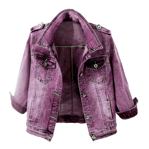 Veste en jean premium pour femme, style Y2K, chic, oversize, courte, vintage, légère, respirante, avec ceinture et boutons, tendance - Product Image 4