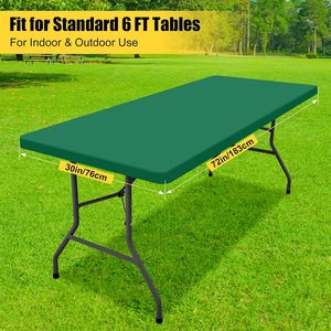 Tovaglia Rettangolare Pieghevole 6ft con Elastico, Rivestimento in Vinile Impermeabile e Lavabile con Retro in Flanella - Product Image 1