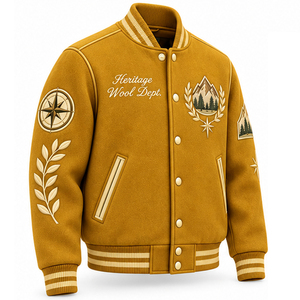 <b>Men</b> Wool Varsity Bomber <b>Jacket</b> Custom Patch Embroidery OEM ODM Wholesale Factory Supplier Private Label Outerwear Varsity <b>Jacket</b> - Product Image 1