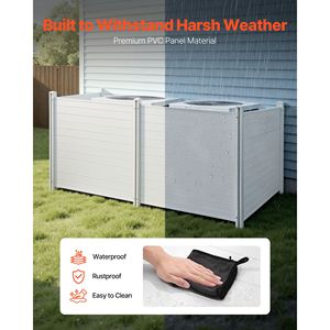 Paravent d'extérieur à 4 panneaux 50 x 50 pour climatiseur, clôture anti-rongeurs avec piquets de 27,6 pouces pour équipement de piscine Horizon - Product Image 5