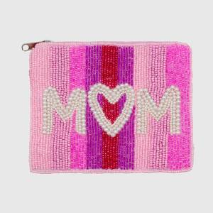Pochette à monnaie de luxe faite à la main en perles de rocaille pour collections de boutiques, broderie perlée contemporaine avec motif floral - Product Image 1