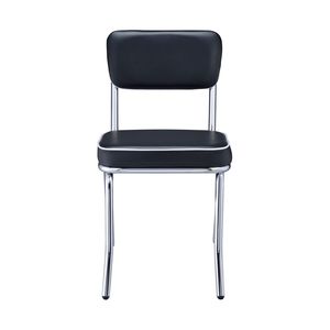 Sedia laterale imbottita nera e cromata Set di 2 eleganti sedie da pranzo - Product Image 4