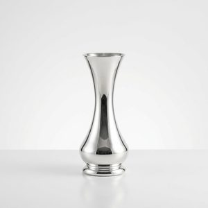 Vase à fleurs de table en laiton et acier inoxydable fait main WB Inc, 26 cm, finition miroir argenté, design sablier, décoration de mariage - Product Image 1