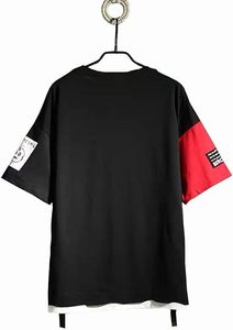 เสื้อยืดคอกลมแขนสั้นผู้ชายสีดำ พิมพ์ลายการ์ตูน แต่งขอบตัดกัน สไตล์สตรีท ผ้าถัก - Product Image 3