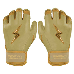 SINEWY Sports Leather Batting Gloves White Orange <b>Hook</b> And Loop Closure Unisex Adult Training Use Durable Breathable Knit Fabric - Product Image 3