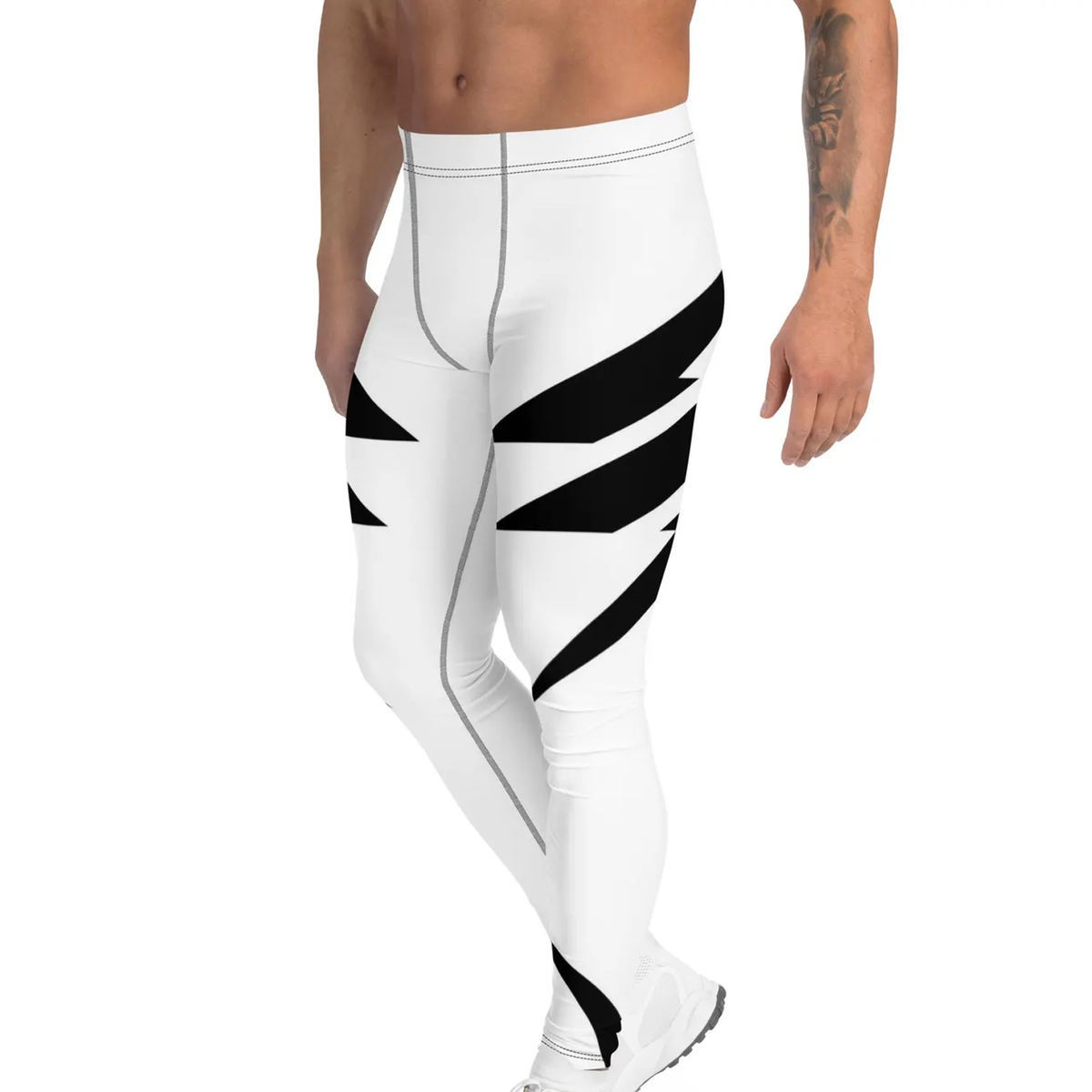 High Waist Men Leggings Slim Fit Breathable Anti Bacterial Spandex Polyester Custom Printed Gym Fitness Sports Wear Plus Size