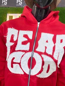Großhandel 100% Baumwolle Unisex Maßgefertigte Distressed Hoodies mit Reißverschluss Distressed Stickerei Hoodie Patch 2026 - Product Image 2
